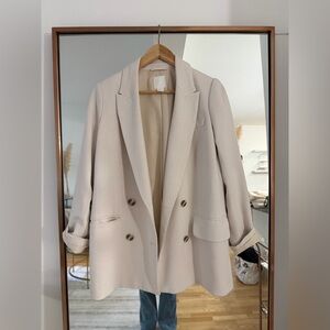 H&M oversized Light Beige Double-Breasted Women's Blazer small